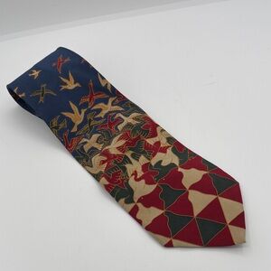 Stylish M.C. Escher Multicolor Art Style Birds Tie for Men- 100% Silk Italian